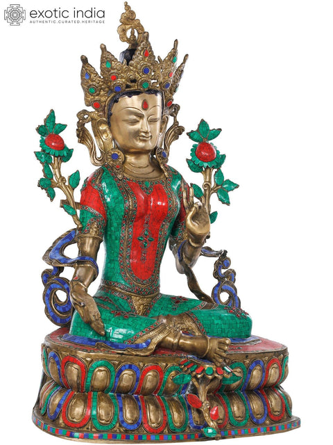 33" Emerald Tara, Khadiravani Bodhisattva | Handmade Brass Statue