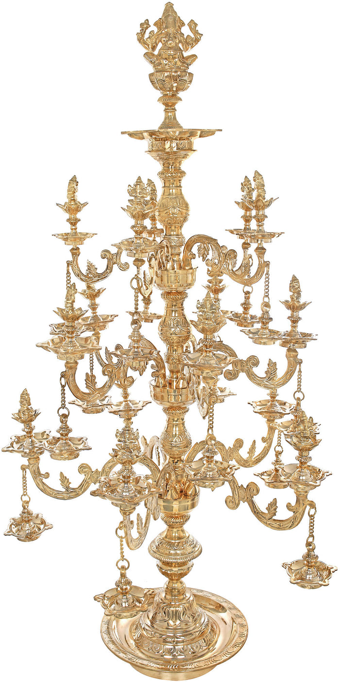 57" Lord Ganesha Brass Lamp Handmade Statue for Home Decor