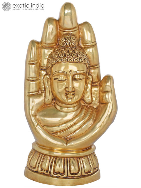 21" Buddha in Blessing Hand In Brass | Handmade | Made In India