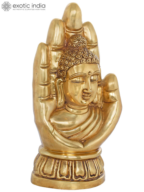 21" Buddha Blessing Hand Brass Statue Handmade