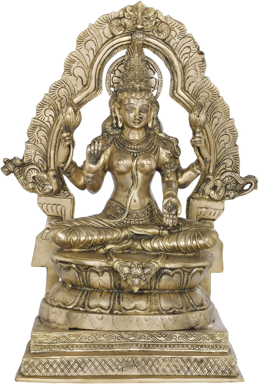 22" Goddess Lakshmi Padmavati Handmade Brass Statue