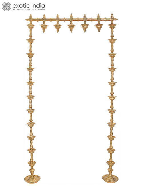 86" South Indian Traditional Brass Lamp Handmade Statue