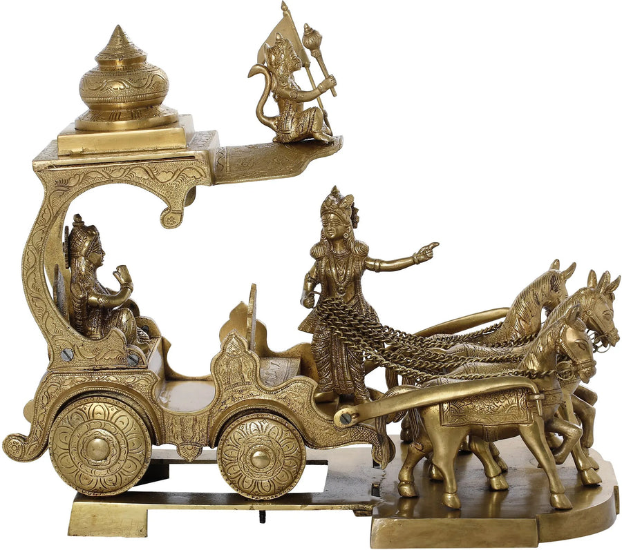 16" Gita Upadesha Handmade Brass Statue for Home Decor
