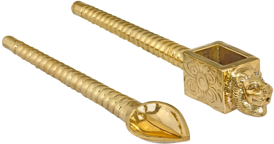 Lion Head Homa Spoon Set Brass for Vedic Pooja Yajna