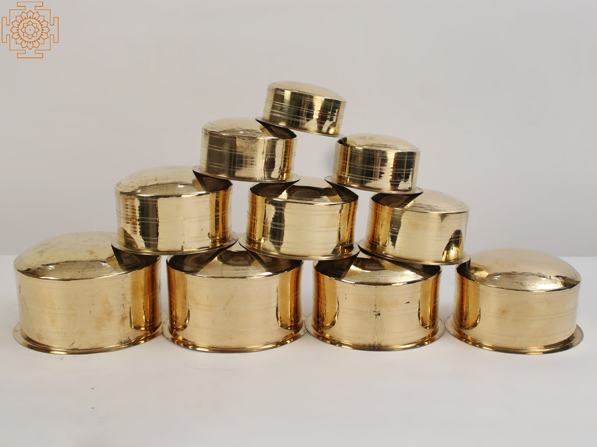 Set of Ten Patilas (Brass Tope) From South India | Made In India