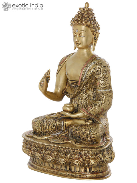 12" Tibetan Buddhist Preaching Buddha In Brass | Handmade | Made In India