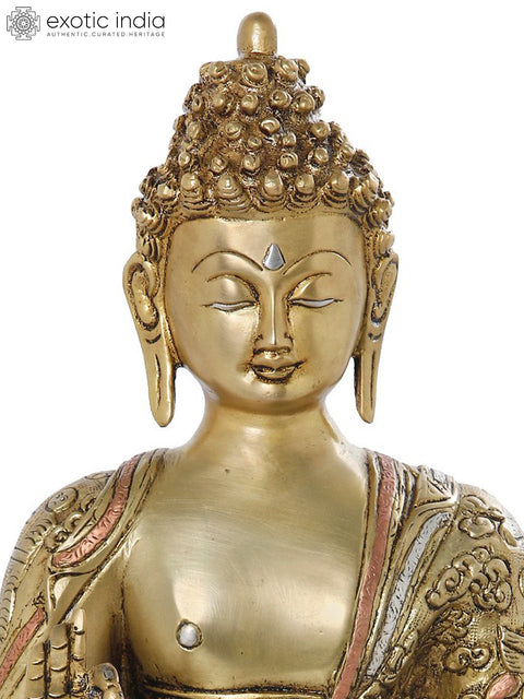 12" Tibetan Buddhist Preaching Buddha In Brass | Handmade | Made In India