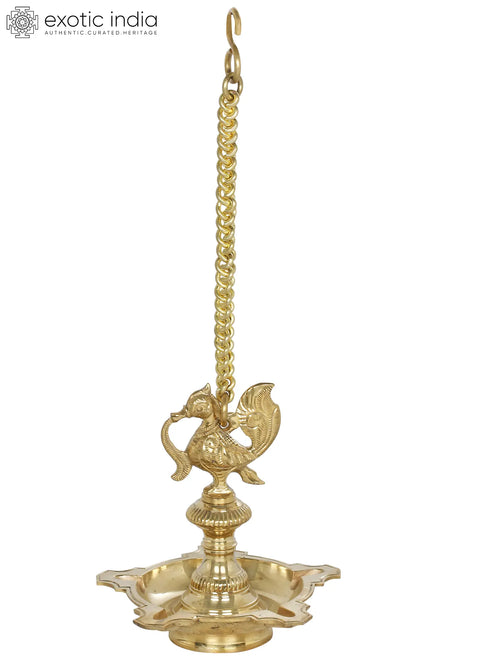 7" Handmade Brass Peacock Hanging Lamp for Home Decor
