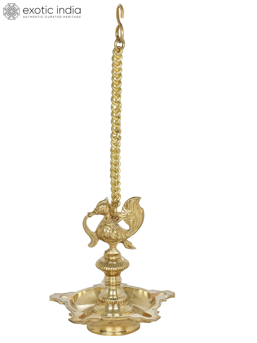 7" Handmade Brass Peacock Hanging Lamp for Home Decor