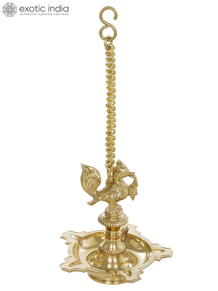 7" Handmade Brass Peacock Roof Hanging Lamp