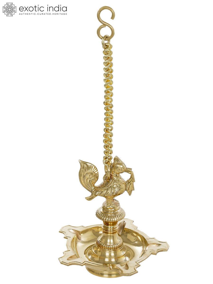 7" Handmade Brass Peacock Roof Hanging Lamp