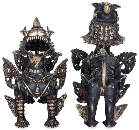 Nepalese Temple Lions Pair - Made in Nepal