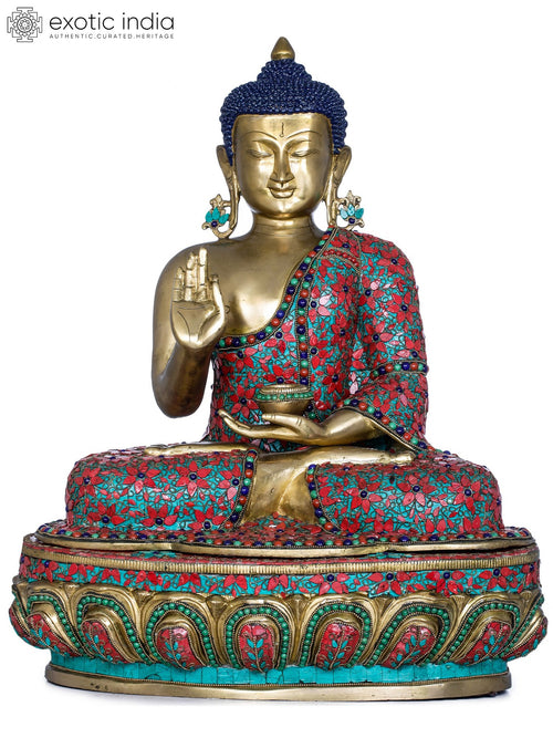 23" Lord Buddha Preaching Mudra Brass Handmade Statue