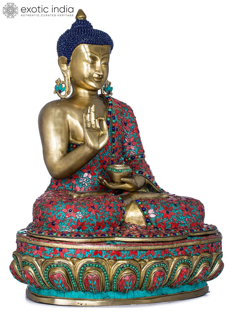 23" Tibetan Buddhist Lord Buddha in Preaching Mudra In Brass | Handmade | Made In India
