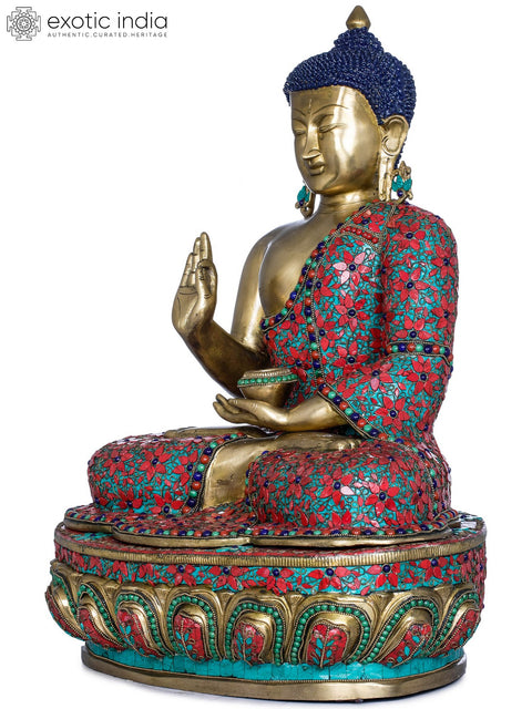 23" Tibetan Buddhist Lord Buddha in Preaching Mudra In Brass | Handmade | Made In India