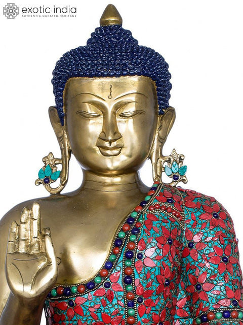23" Tibetan Buddhist Lord Buddha in Preaching Mudra In Brass | Handmade | Made In India