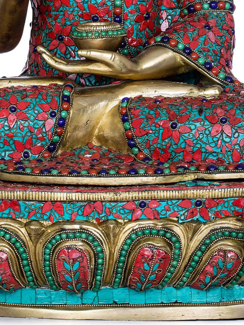 23" Tibetan Buddhist Lord Buddha in Preaching Mudra In Brass | Handmade | Made In India