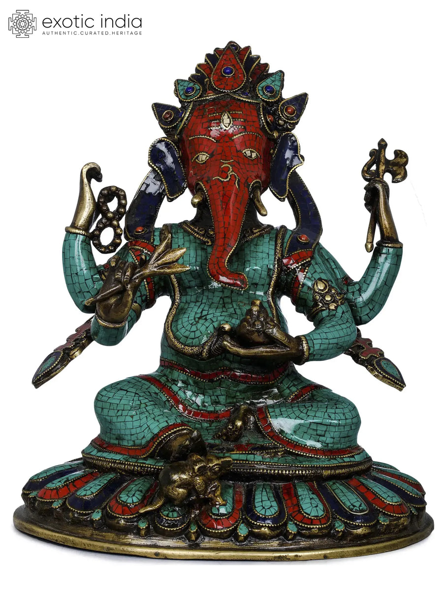 11" Handmade Nepalese Ganesha Brass Statue for Pooja