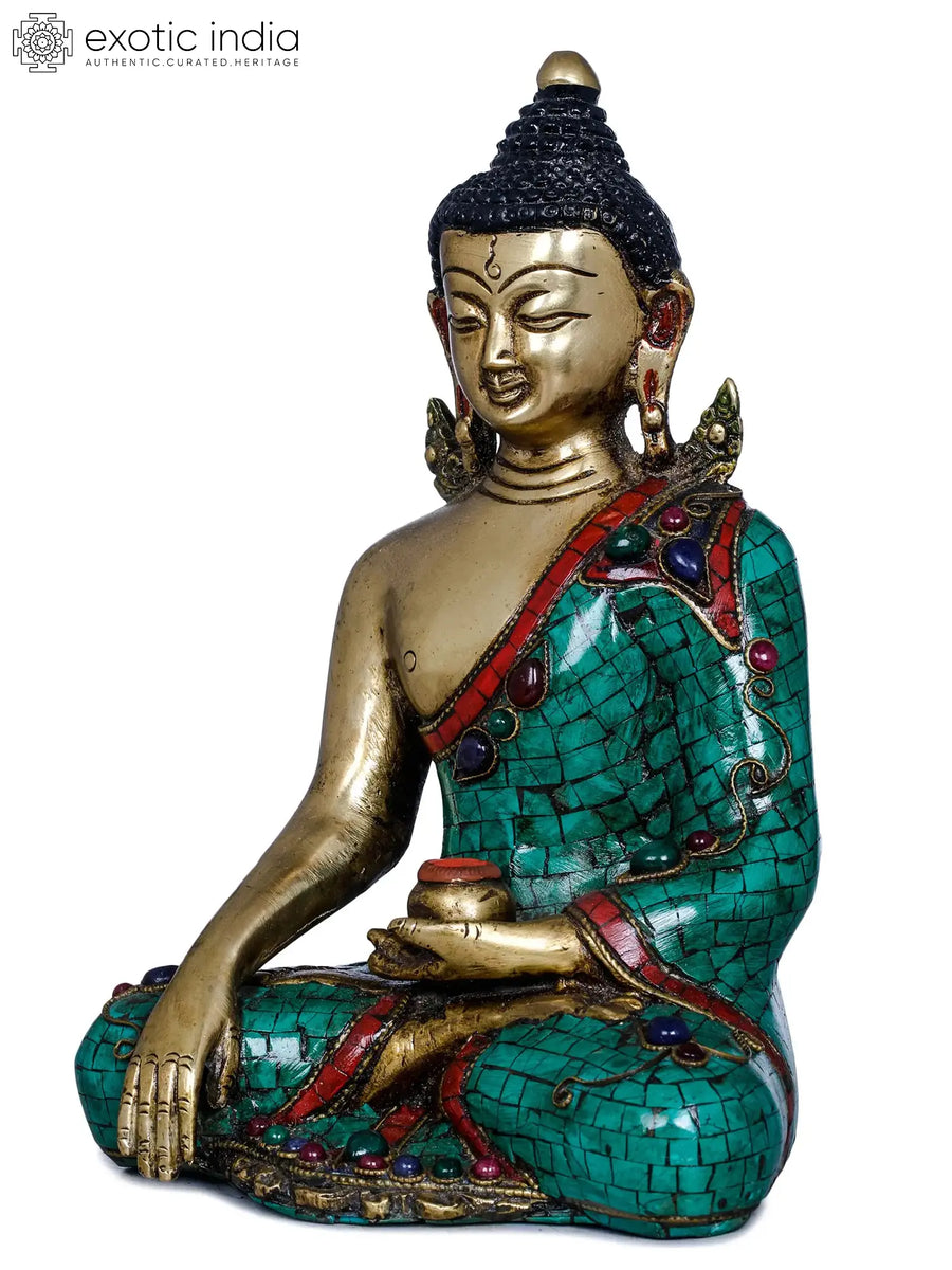8" Lord Buddha Earth Witness Gesture Brass Statue Handmade