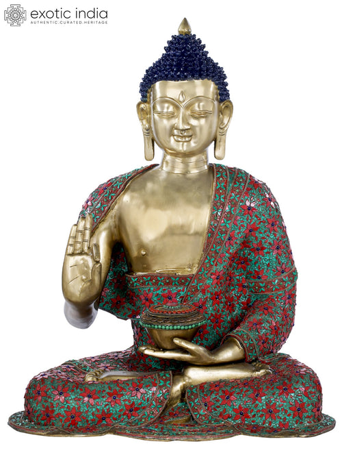 28" Large Buddha Preaching Dharma Tibetan Brass Statue Handmade