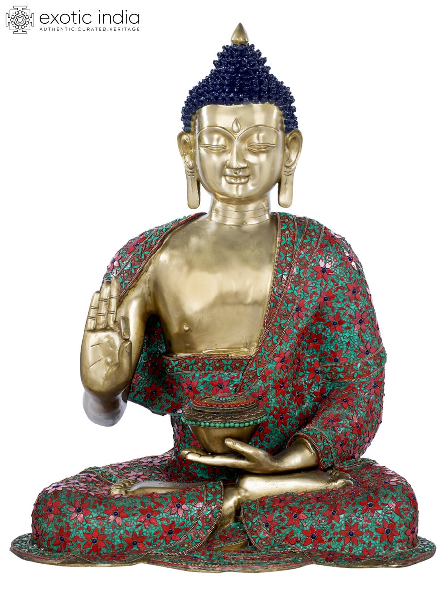 28" Large Buddha Preaching Dharma Tibetan Brass Statue Handmade
