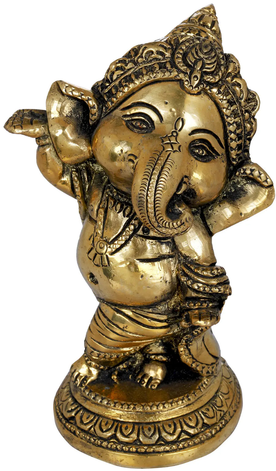 5" Handmade Baby Ganesha Brass Idol for Home Decor