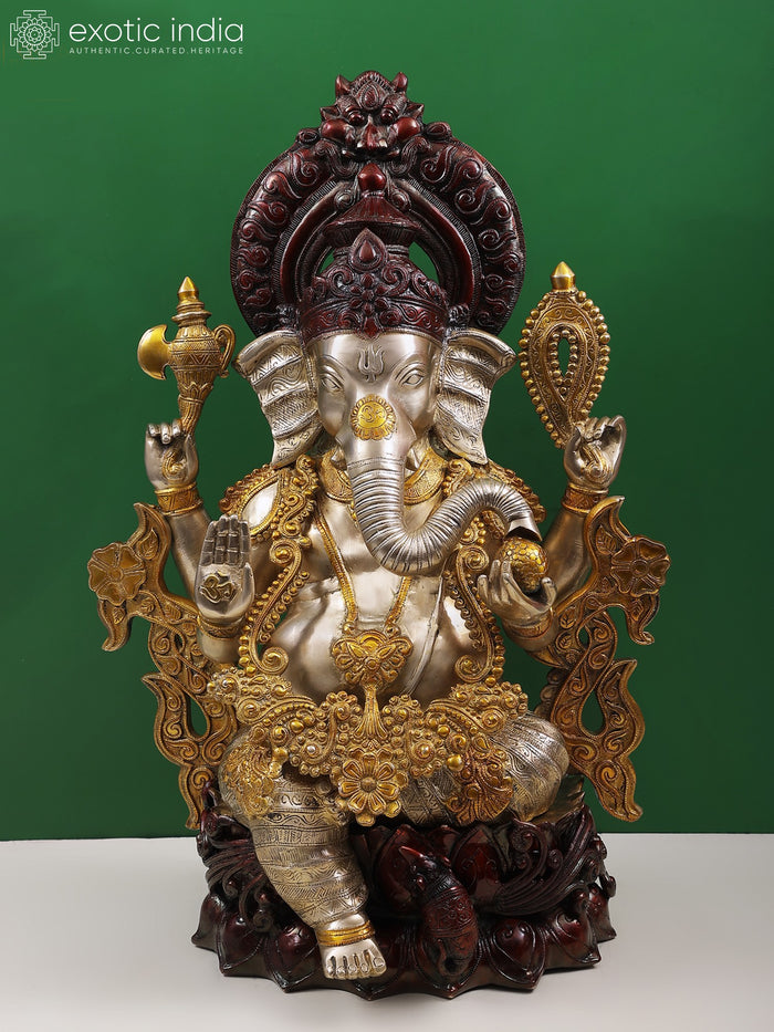 29" Handmade Lord Ganesha Brass Sculpture for Home Decor