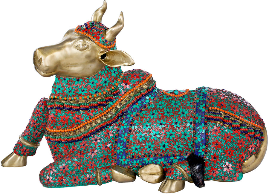21" Nandi Bull Brass Statue for Shiva Pooja Handmade