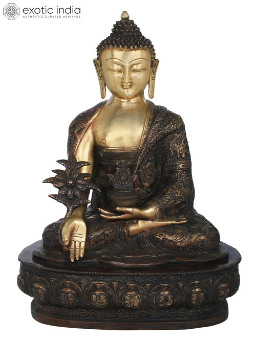 21" Medicine Buddha Brass Statue Tibetan Buddhist Healing Idol Handmade