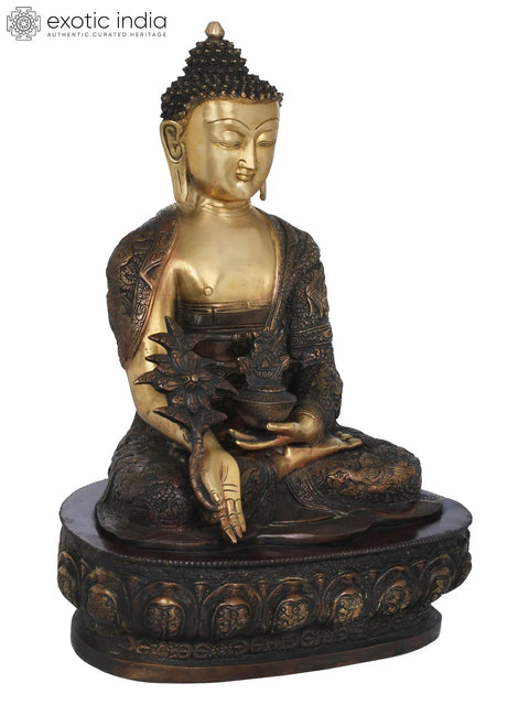 21" Medicine Buddha (Tibetan Buddhist Healing Buddha) in Brass | Handmade | Made In India