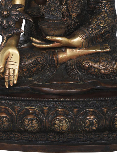 21" Medicine Buddha (Tibetan Buddhist Healing Buddha) in Brass | Handmade | Made In India