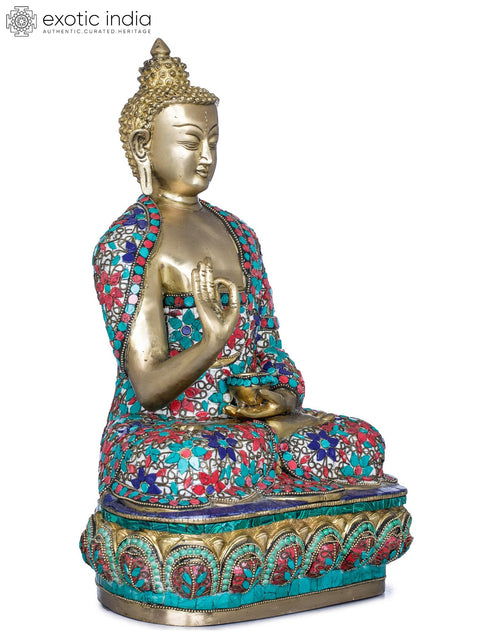 16" Lord Buddha in Preaching Gesture - Tibetan Buddhist In Brass | Handmade | Made In India