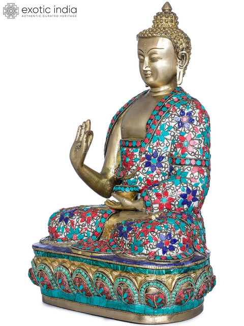 16" Lord Buddha in Preaching Gesture - Tibetan Buddhist In Brass | Handmade | Made In India