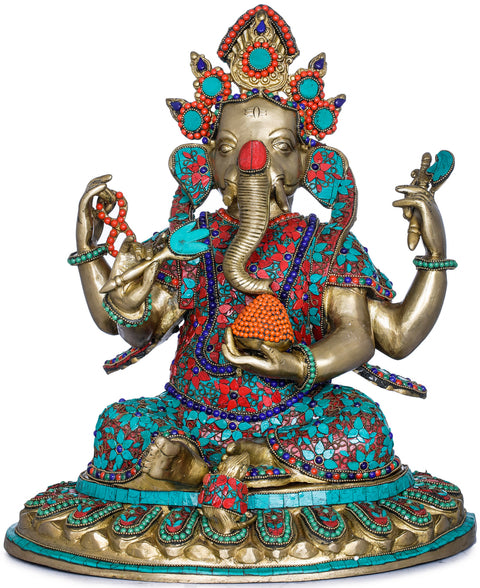 16" Nepalese Form of Ganesha In Brass | Handmade | Made In India