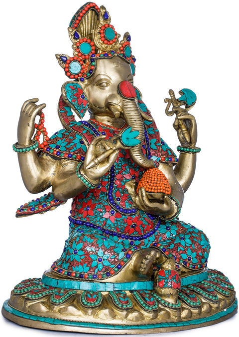 16" Nepalese Form of Ganesha In Brass | Handmade | Made In India