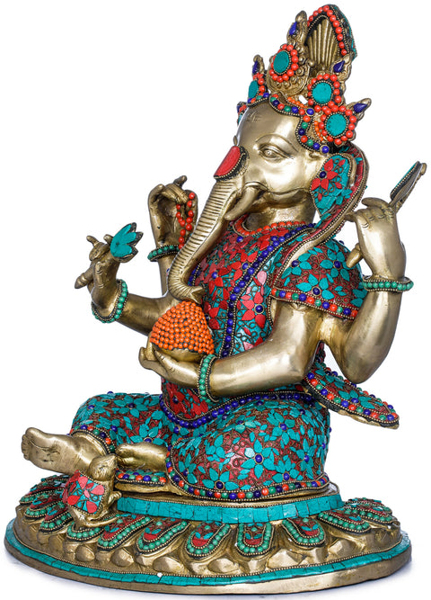 16" Nepalese Form of Ganesha In Brass | Handmade | Made In India