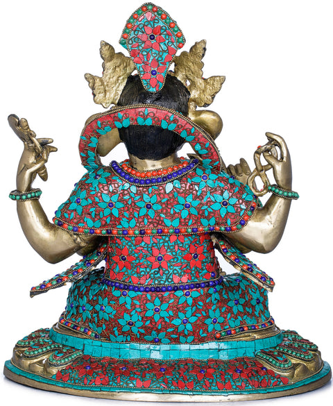 16" Nepalese Form of Ganesha In Brass | Handmade | Made In India