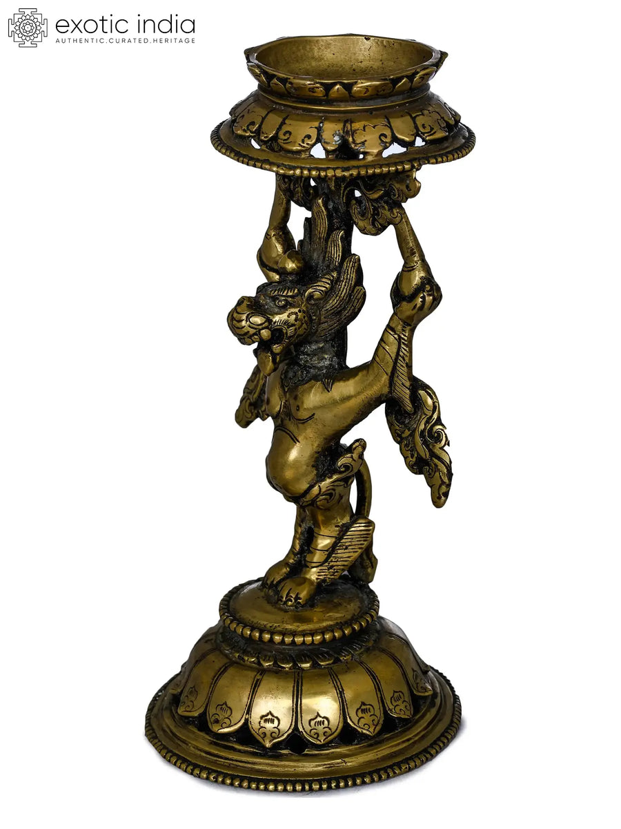 7" Brass Yamantaka Oil Lamp Handmade