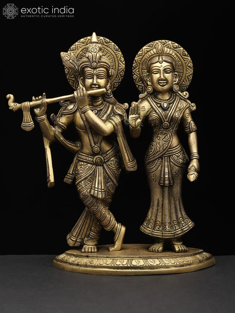 10" Radha Krishna In Brass | Handmade | Made In India