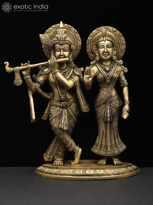 10" Radha Krishna Brass Statue Handmade