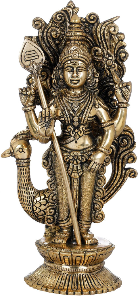 9" Karttikeya - Warrior Son of Shiva in Brass | Handmade | Made in India
