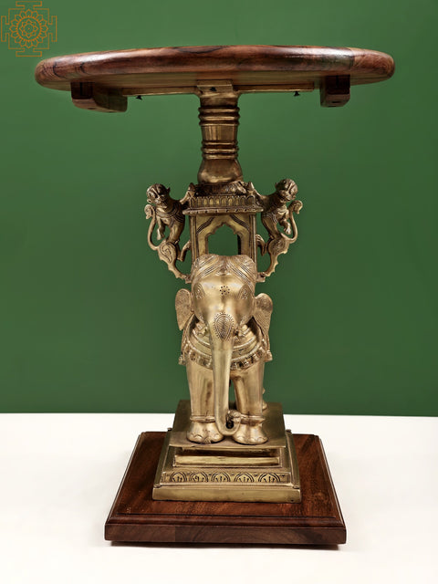 Wooden Table on Elephant and Yali Palki Stand