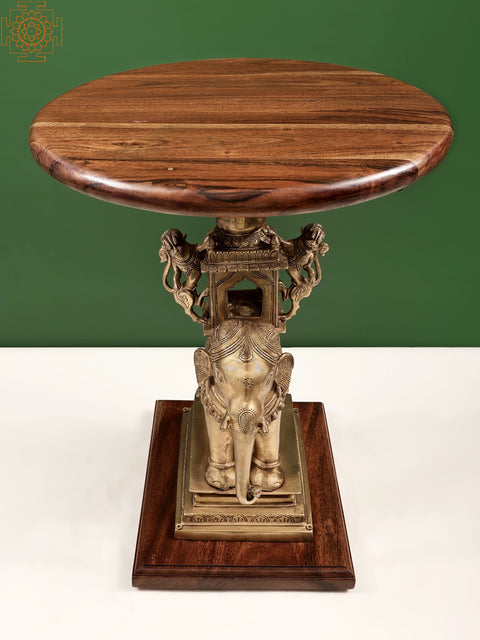 Wooden Table on Elephant and Yali Palki Stand