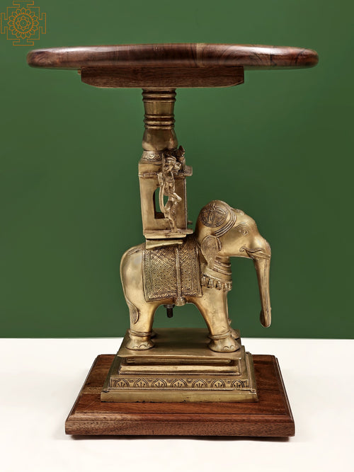 Wooden Elephant and Yali Palki Table Stand