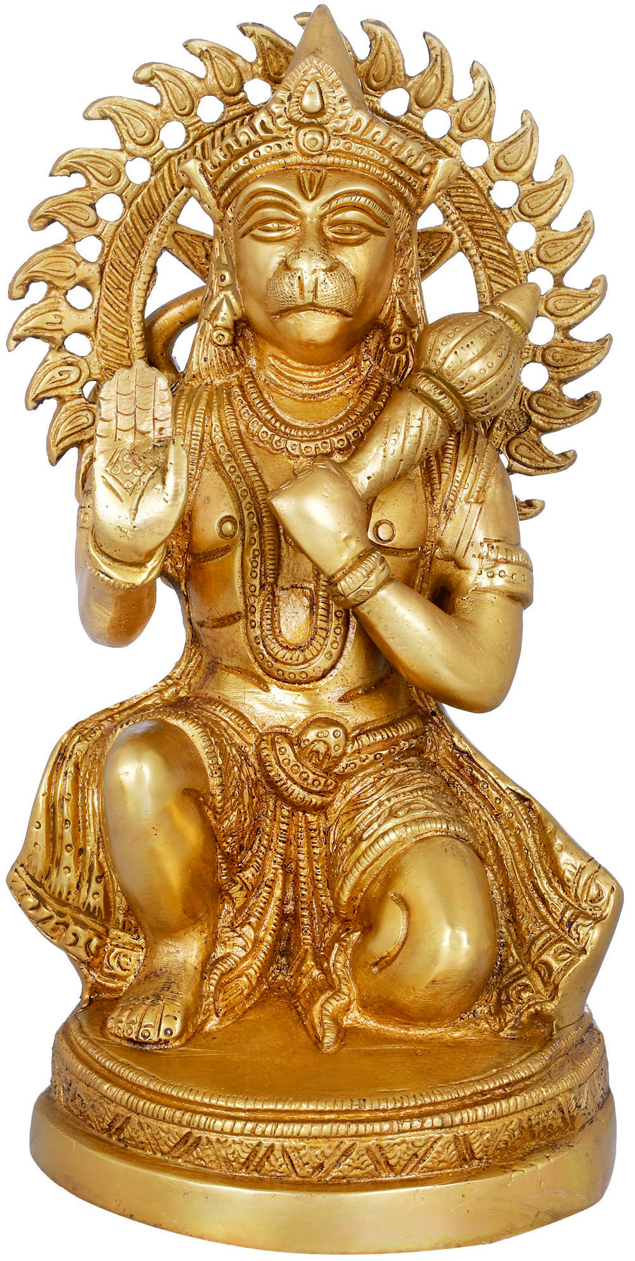 9" Hanuman Abhaya Mudra Handmade Brass Statue