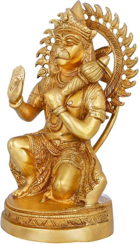9" Hanuman ji in Abhaya Mudra In Brass | Handmade | Made In India