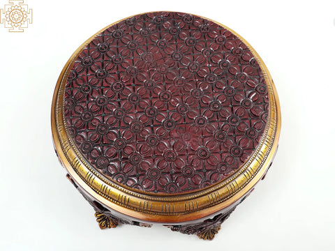 4" Engraved Puja Chowki | Home Decor | Brass | Handmade | Made In India