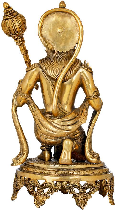 20" Blessing Hanuman Wielding a Mace | Brass | Handmade | Made In India