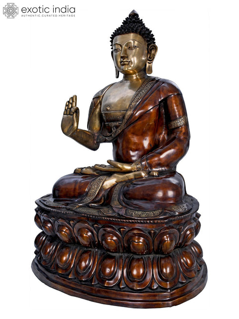 Large Size Preaching Buddha Seated on Double Lotus -Tibetan Buddhist