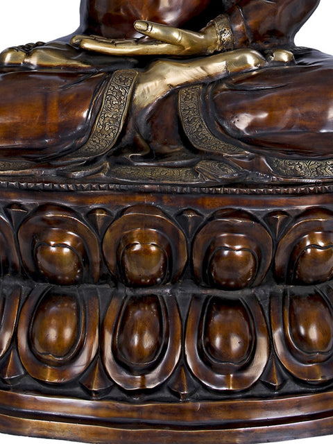 Large Size Preaching Buddha Seated on Double Lotus -Tibetan Buddhist